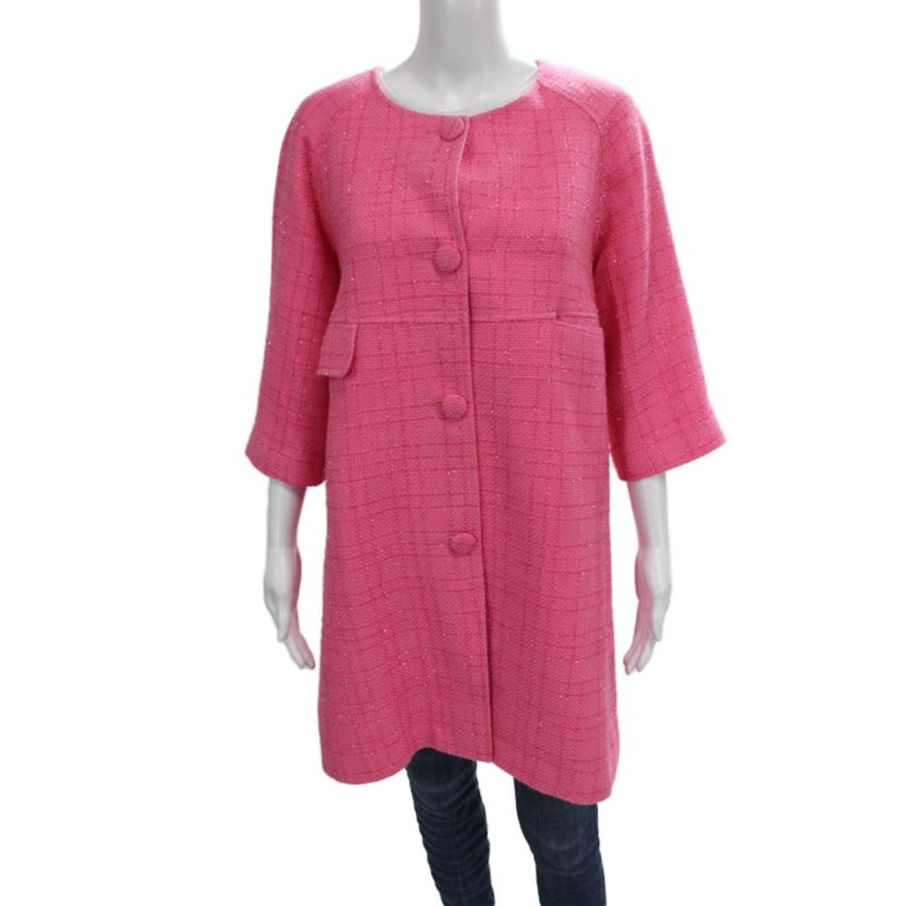 San Francisco Women Pink Blazer Coat Button 3/4 Sleeve Size M